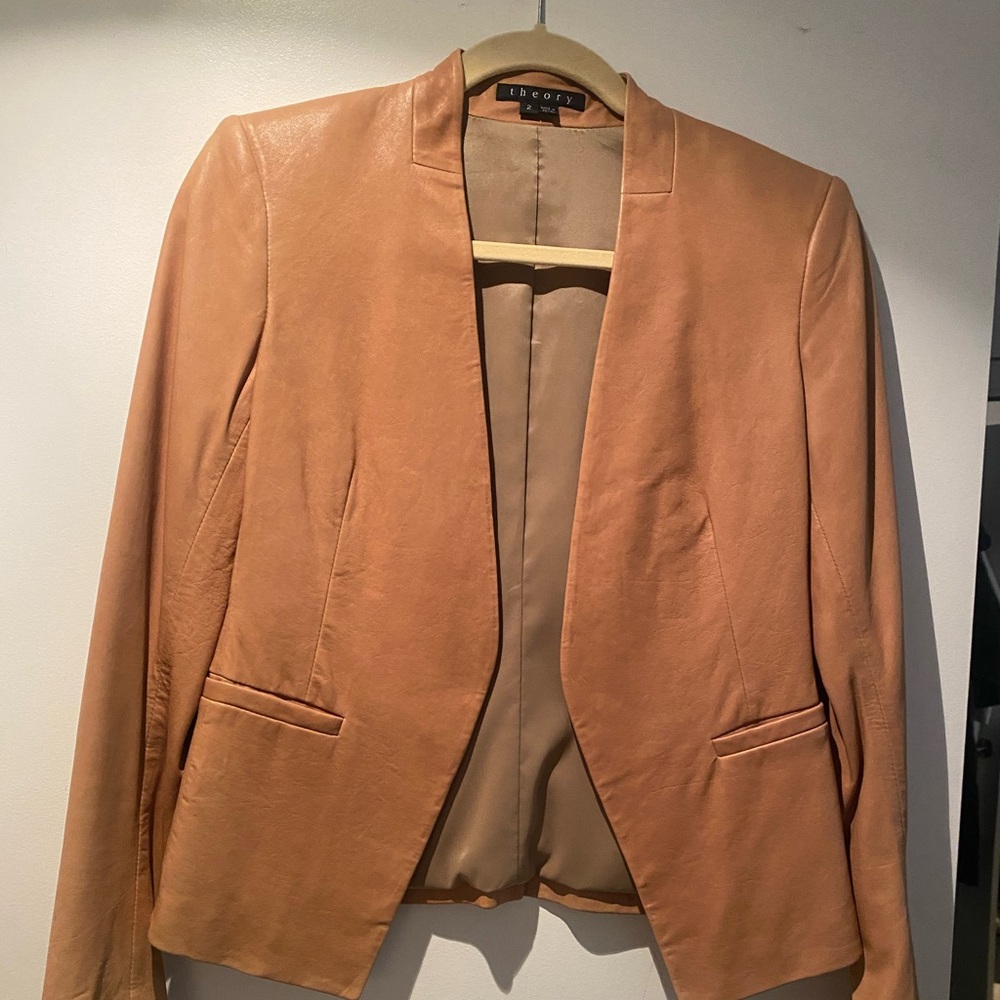 Theory Camel  Soft Leather Women's Blazer